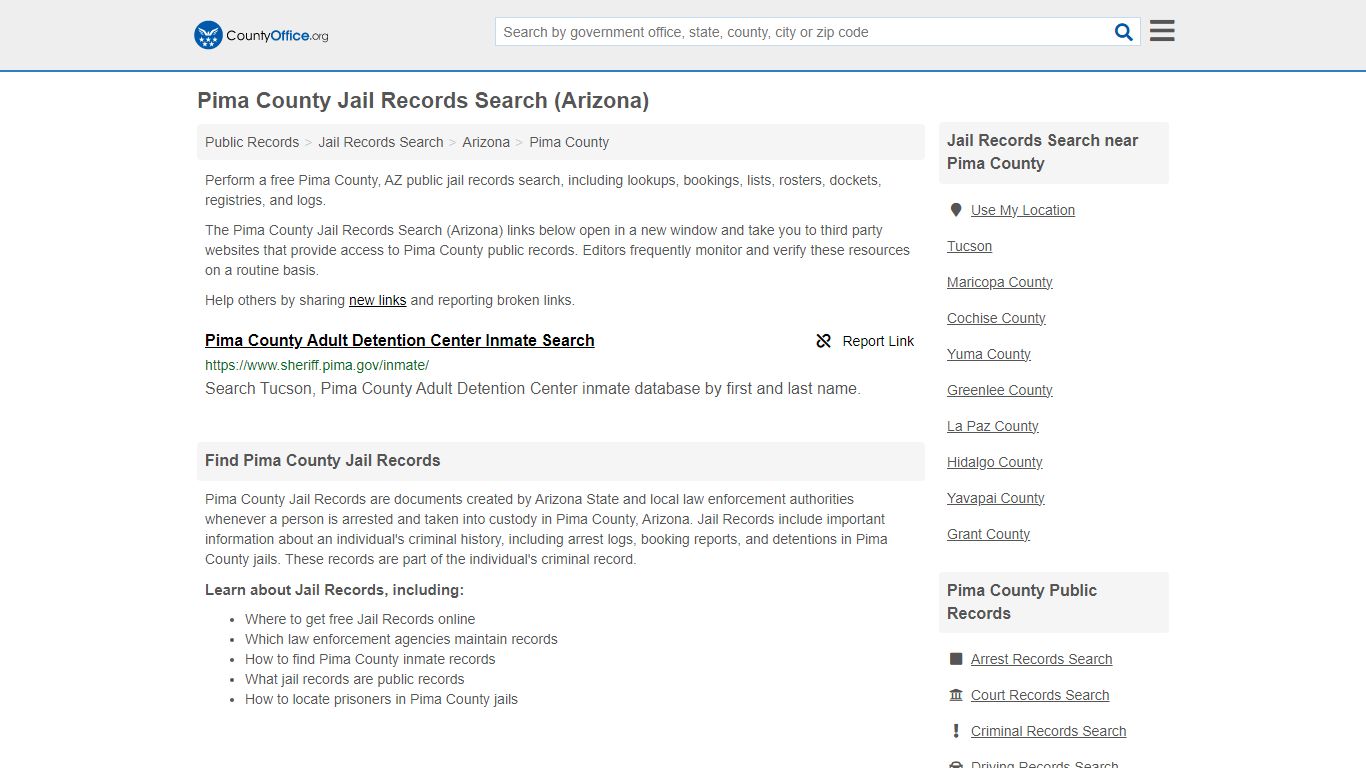 Jail Records Search - Pima County, AZ (Jail Rosters & Records)